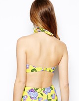 Thumbnail for your product : ASOS Lotus Floral Longline Bikini Top