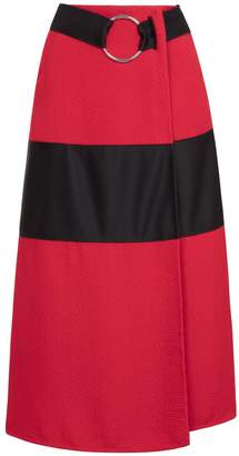 Amanda Wakeley Red Cloque Wrap Skirt