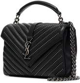 Thumbnail for your product : Saint Laurent black college stud embellished medium quilted leather shoulder bag