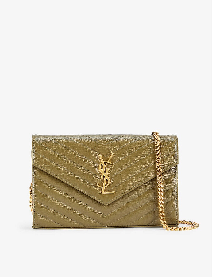 Saint Laurent Monogram quiltedleather walletonchain ShopStyle