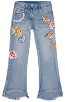 Thumbnail for your product : MonnaLisa Cropped Undersea Appliqué Jeans
