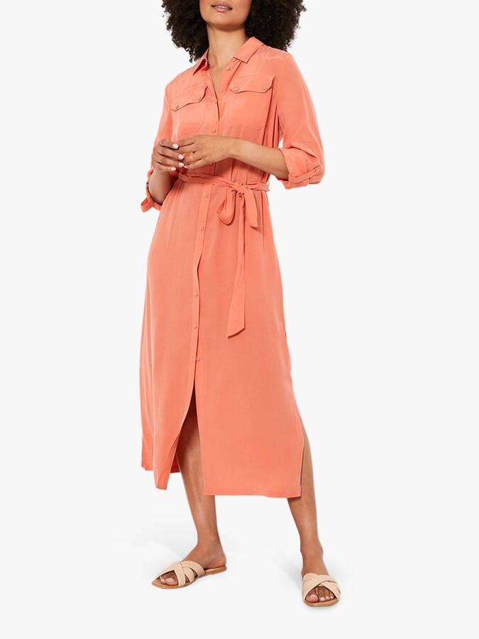 mint velvet orange spot print shirt dress