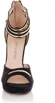 Thumbnail for your product : Little Mistress Black Double Ankle Strap Peep Toe Heels