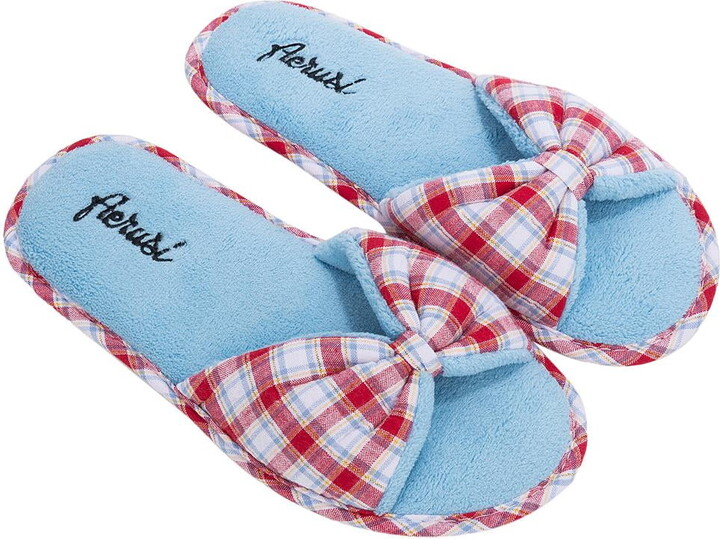AERUSI Women's Red Plaid Bedroom Indoor House Slippers