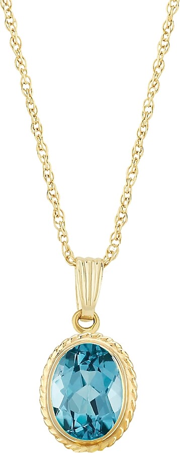 Bloomingdale's Fine Collection Gemstone Faceted Oval Pendant Necklace in 14K Yellow Gold, 18