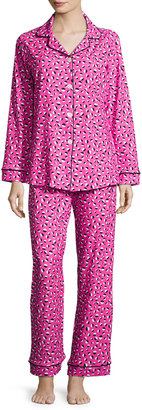 BedHead Demi-Ball Dotted Classic Pajama Set, Fuchsia/Black