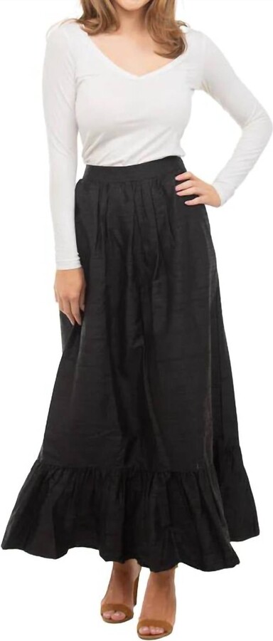 Beau & Ro Britt Silk Skirt In Black