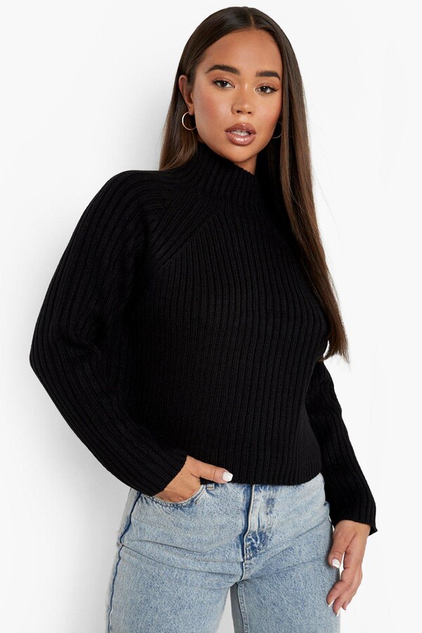 ladies ribbed polo neck jumpers