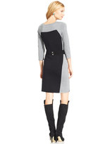 Thumbnail for your product : NY Collection Colorblocked Belted Sweater Dress
