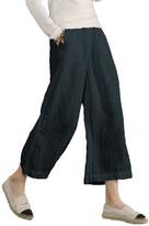 Thumbnail for your product : Ecupper Womens Loose Cotton Capris Plus Size Casual Elastic Waist Trouser Cropped Wide Leg Pants M