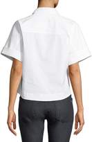 Thumbnail for your product : Theory Cropped Button-Front Boxy Stretch-Cotton Shirt