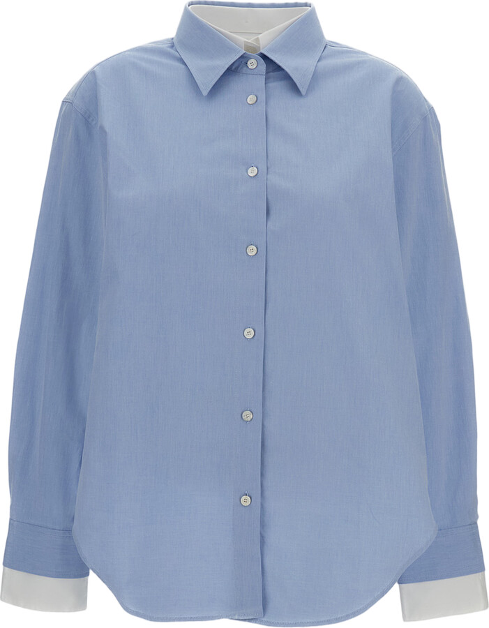 Acne Studios Clear Blue Shirt With Classic Collar And Contrasting Cuffs