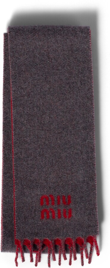 Miu Miu Cashmere Scarf Woman Grey/red