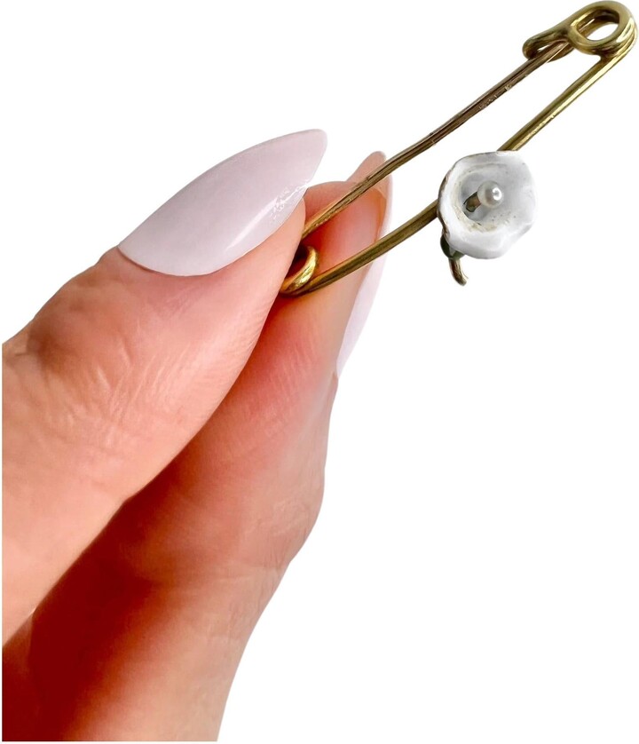 1stDibs Antique 18ct Gold Enamel Lily Stock Pin Brooch