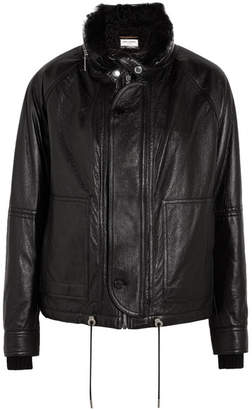 Saint Laurent Shearling-lined Textured-leather Jacket