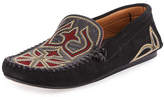 Thumbnail for your product : Isabel Marant Finha Embroidered Suede Loafer, Black