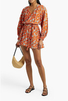 Thumbnail for your product : Alice + Olivia Lilian belted floral-print linen-blend gauze mini dress