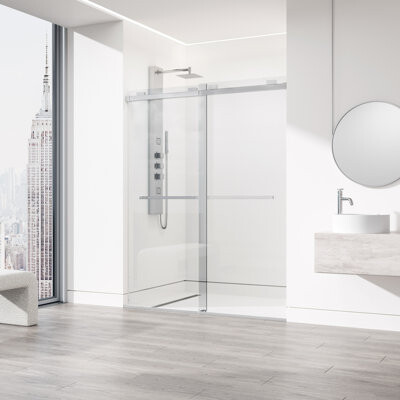 VIGO Houston 56-60" W x 76" H Sliding Frameless Shower Door with 3/8" Clear Glass