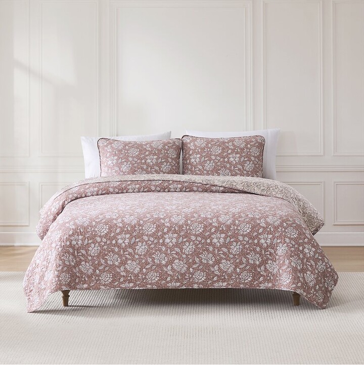 Lush Decor Zara Floral Block Reversible Cotton Quilt Set