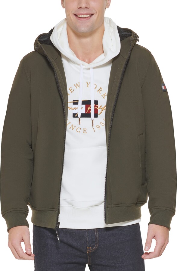 tommy hilfiger shiny hooded bomber jacket