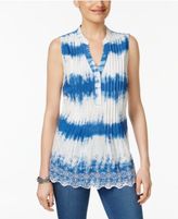 Thumbnail for your product : Style&Co. Style & Co Cotton Eyelet-Embroidered Pleated Top, Created for Macy's