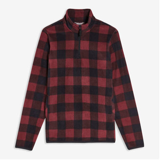 Joe Fresh Men's Plaid Quarter-Zip Jacket, Dark Red (Size M)