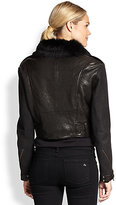 Thumbnail for your product : Richard Chai Andrew Marc x Natasha Fur-Collar Moto Jacket