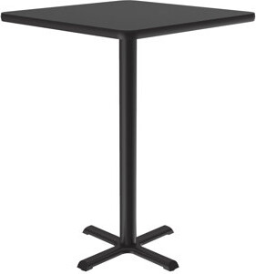 Correll, Inc. Correll 24 Square, 42 High Café Bistro & Break Room Table, Standing, Barstool Height, Black Granite Thermal Laminate Top, Black Cast Iron Base, Leveli