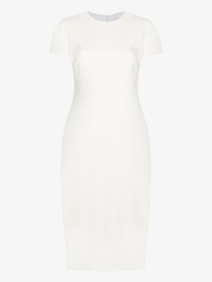 Victoria Beckham White Fitted Midi Dress