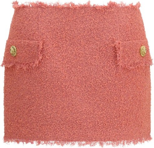 Balmain Frayed Tweed Mini Skirt