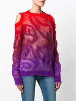 Thumbnail for your product : Roberto Cavalli gradient cold shoulder paisley knit sweater