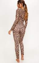 Thumbnail for your product : PrettyLittleThing Leopard Button Neck Onesie
