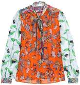 Thumbnail for your product : Tory Burch Pussy-Bow Floral-Print Silk-Crepon Blouse
