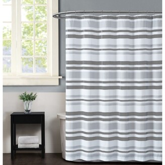 Grey And White Stripe Shower Curtain, Grey And White Horizontal Stripe Shower Curtain