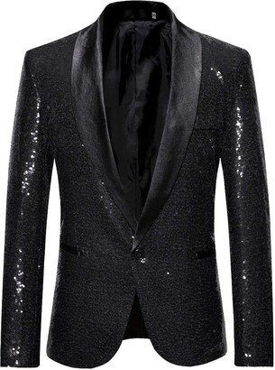 Generic Mens Suit Tuxedo Coat Fashion Sequin Shawl Lapel Blazer