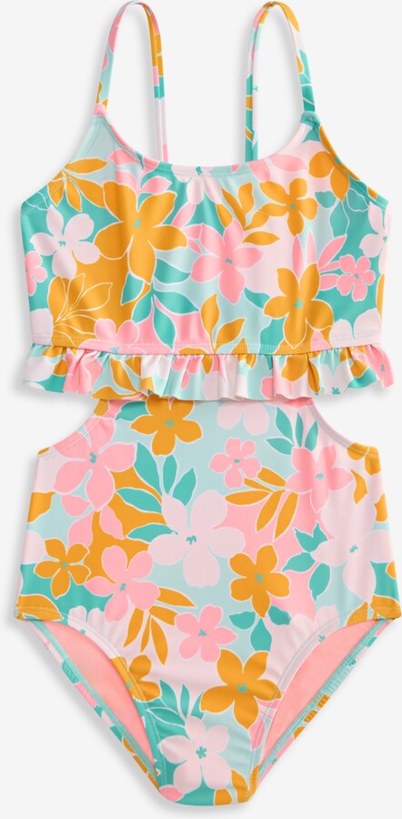 Breaking Waves Girls' 7-16 Ruffle Monokini One-Piece Swimsuit