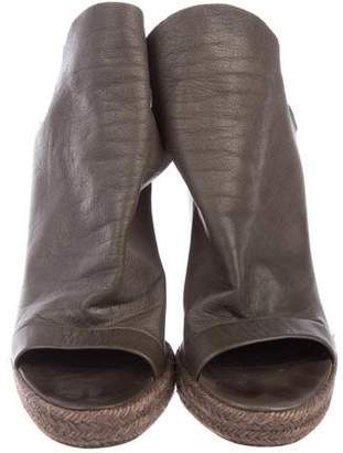 Balenciaga Leather Peep-Toe Wedges