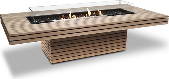 EcoSmart Fire Gin 90 Chat Teak Fire Table in Brown