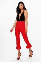 Thumbnail for your product : boohoo Double Ruffle Crepe Cropped Pants