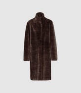 Thumbnail for your product : Reiss JOY Shearling Reversible Coat Chocolate