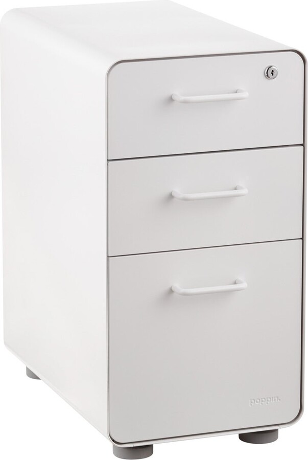 Container Store Poppin Slim 3Drawer Locking Stow Filing White