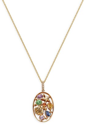 IIUUGG Fashion Multicolor Round Necklaces for Women Rose Gold-Color Cubic Zircon Women Accessories 