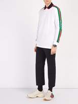 Thumbnail for your product : Gucci Web-stripe Long-sleeved Cotton-pique Polo Shirt - Mens - White Multi