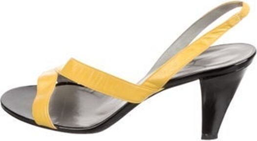 Saint Laurent Leather Slingback Sandals Yellow Straps Includes Box