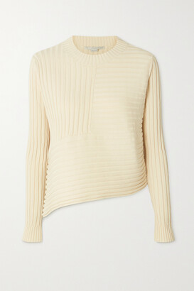 Stella McCartney - Asymmetric Ribbed Organic Cotton Sweater - White