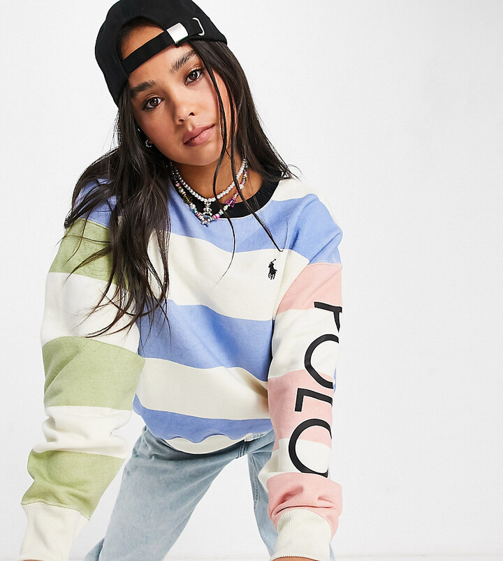 Polo Ralph Lauren x ASOS exclusive collab sweatshirt in color block stripe  - ShopStyle