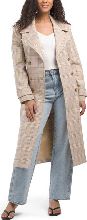 TJMAXX Relaxed Duster Heritage Plaid Trench Coat, Spandex/Polyester