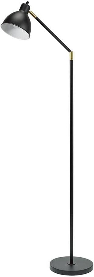 Cresswell Lennon 54.5 in. Black 1-Light Architect Floor Lamp with Metal Dome Shade