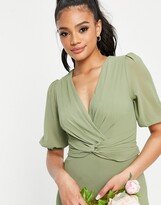 Thumbnail for your product : TFNC Bridesmaid wrap front maxi dress in dusky green