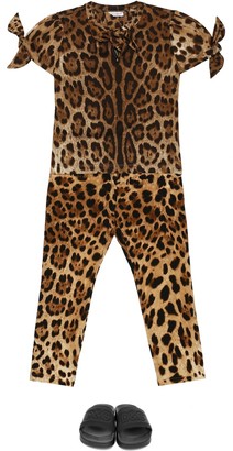 Dolce & Gabbana Children Leopard stretch-cotton leggings